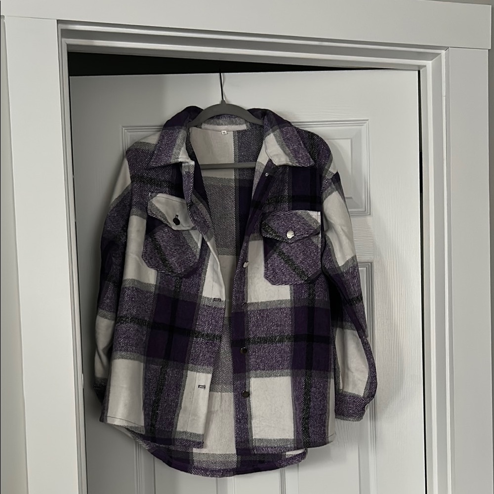 Plaid Women’s Flannel in Purple and White